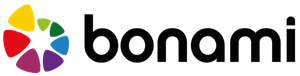 Bonami logo with a multicolored circular petal icon beside the word Bonami.
